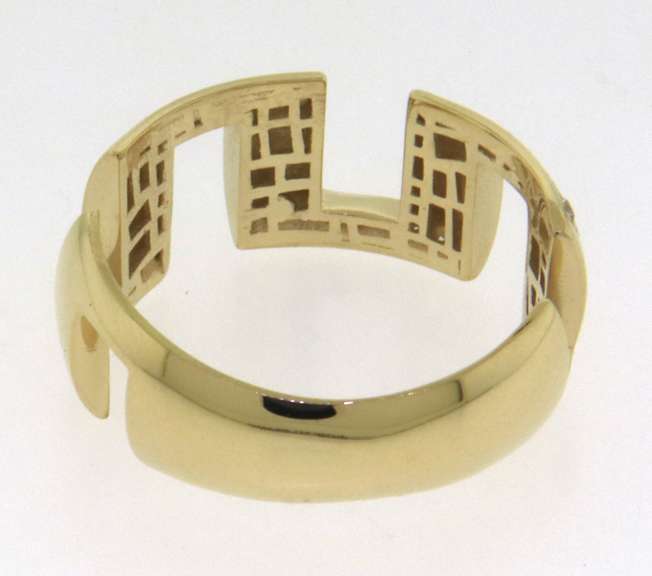 Gorgeous Handmade Italian 14k Gold Contemporary Style Ring with Cubic Zirconias