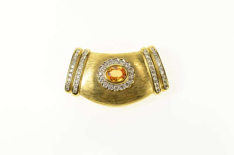18K Yellow Gold 3.88Ctw Orange Sapphire Diamond Omega Slide Pendant