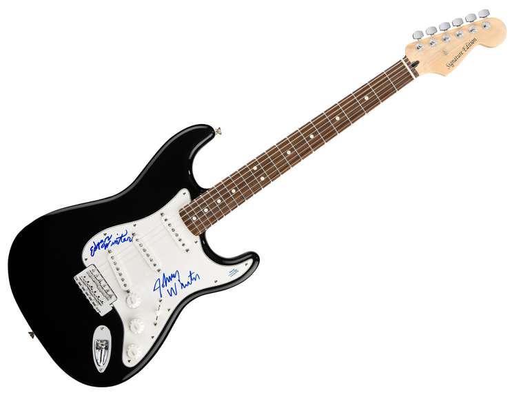 Edgar and Johnny Winter Autographed Signed Guitar