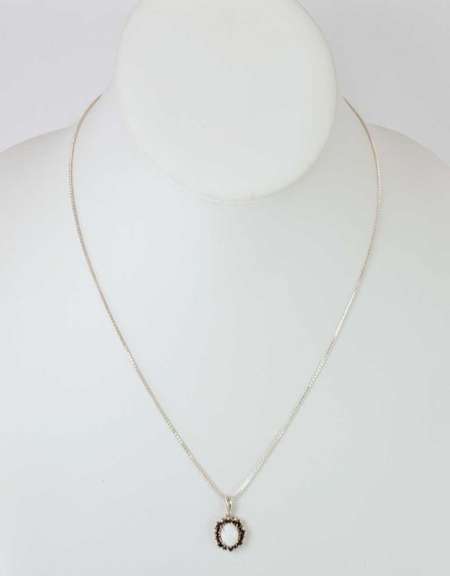 Sterling Silver Opal Necklace With Dark Blue Gemstones.