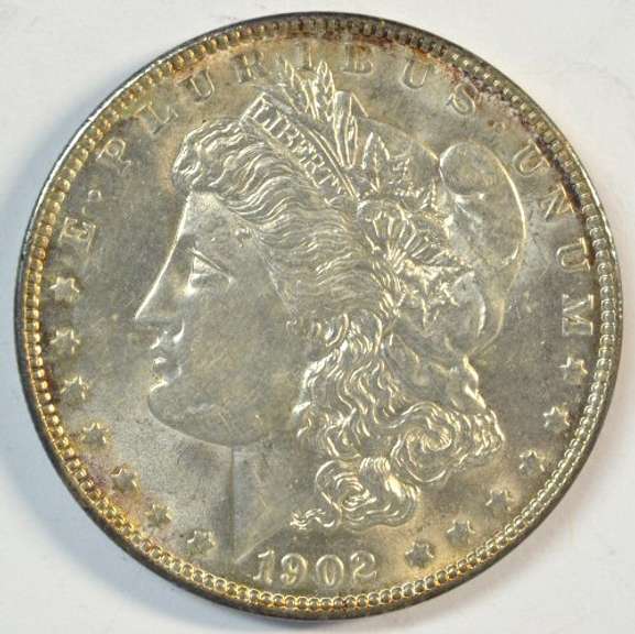 Nearly Gem BU 1902-P Morgan Silver Dollar. Better date