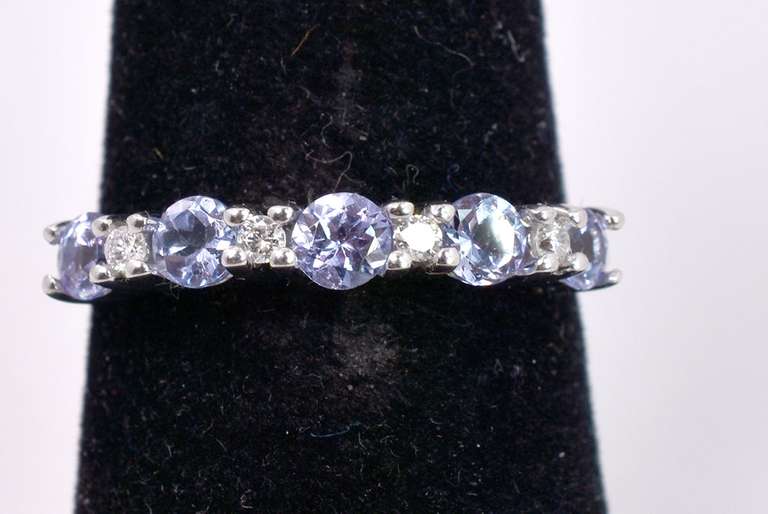 Sparkling Purple Gemstones in 14K White Gold Rings