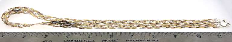 Tricolor Handmade Italian Sterling Silver Braid Chain Necklace