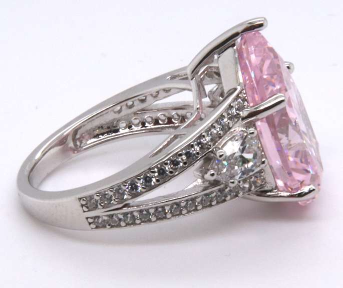 Pear Shaped Pink Cubic Zirconia Cocktail Ring