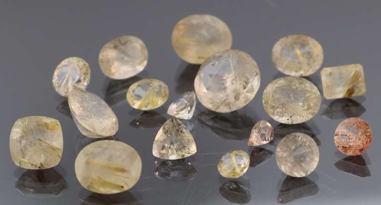 Heavy! 42.71ct set of titanium rutilated Quartz