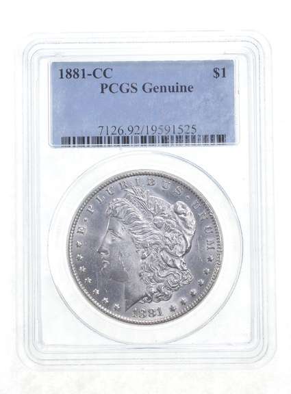 Genuine 1881-CC Morgan Silver Dollar - Graded PCGS