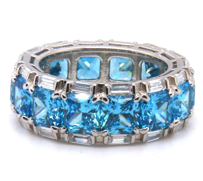 Sterling Silver Blue Cubic Zirconia Band
