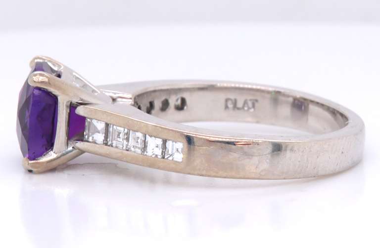 Special Platinum Amethyts with Diamond Channel Set Ring