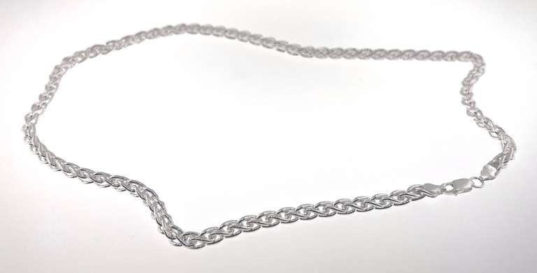 Elegant Handmade Italian Sterling Silver Sterling Silver Wheat Chain Necklace