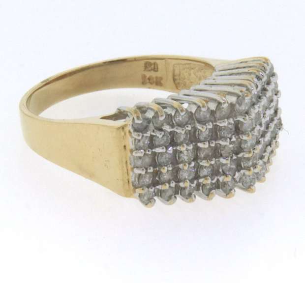 Charming Yellow Gold Diamond Multi Row Band