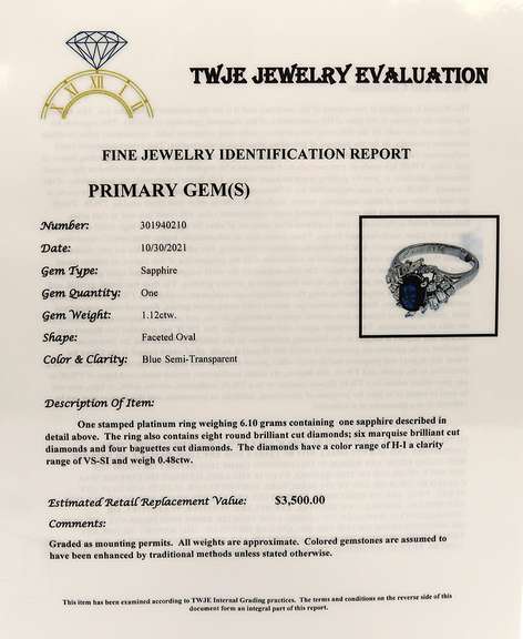 Remarkable White Gold Blue Sapphire w Mixed Cuts around Diamond Ring