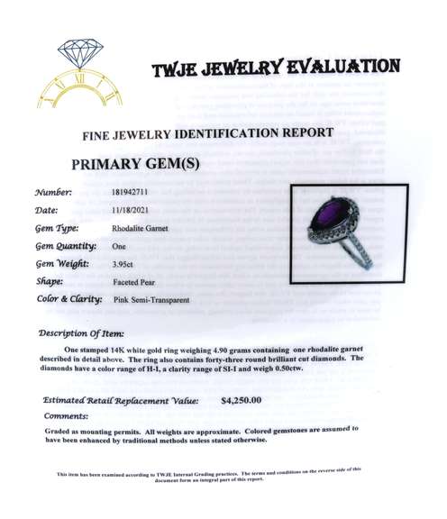 Attractive White Gold Garnet and Diamond Ring
