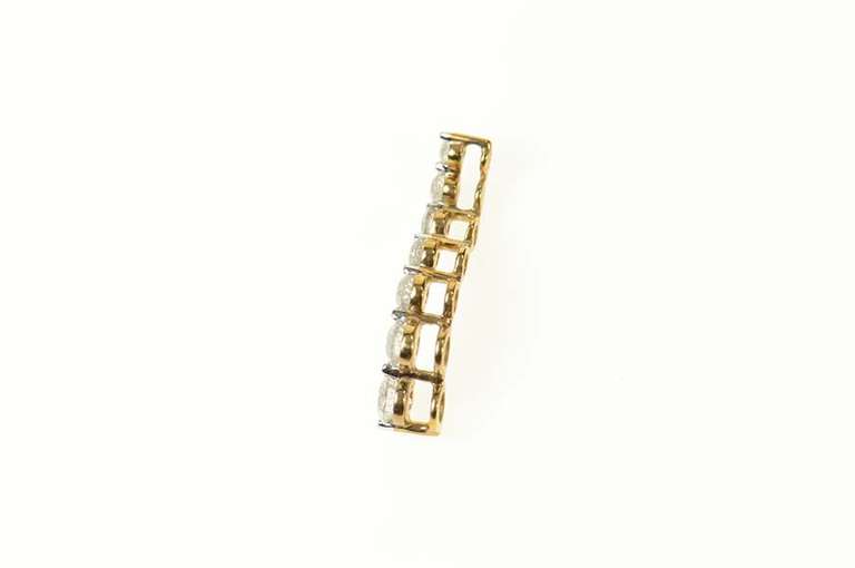 14K Yellow Gold 0.93 Ctw Graduated Diamond Wave Journey Pendant