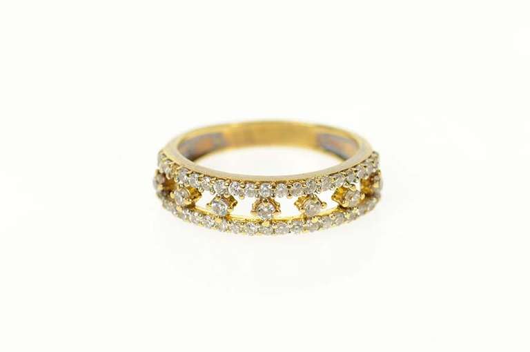 22K Yellow Gold Classic Ornate CZ Stackable Wedding Band Ring