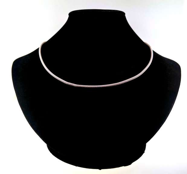 Handmade Italian Sterling Silver Popcorn Mesh Necklace