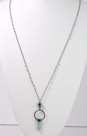 Incredible Dangling Double Quartz Crystal Pendants Set on Beaded Necklace with Quartz Accents