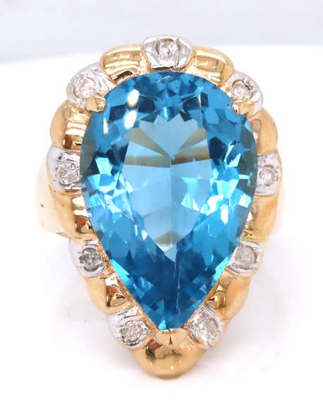Fantastic Blue Topaz and Diamond Cocktail Ring