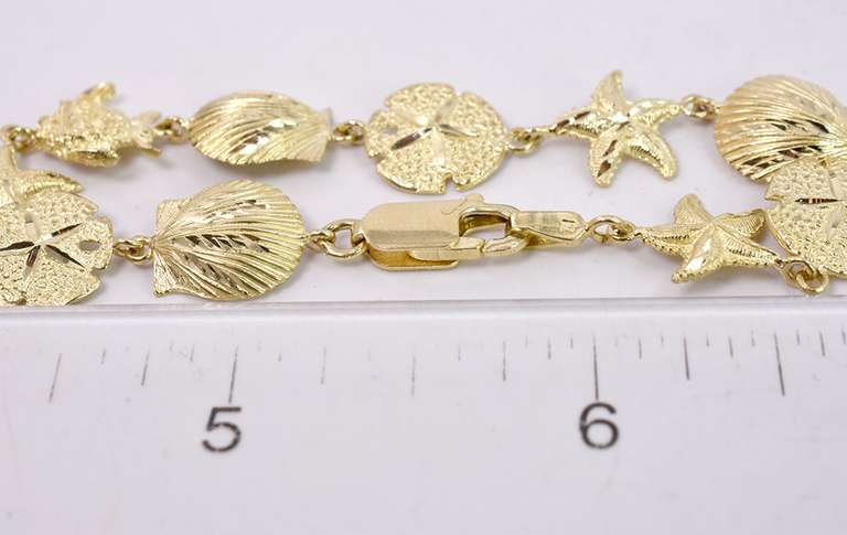 Fantastic Beach Theme Bracelet in 14K Yellow Gold