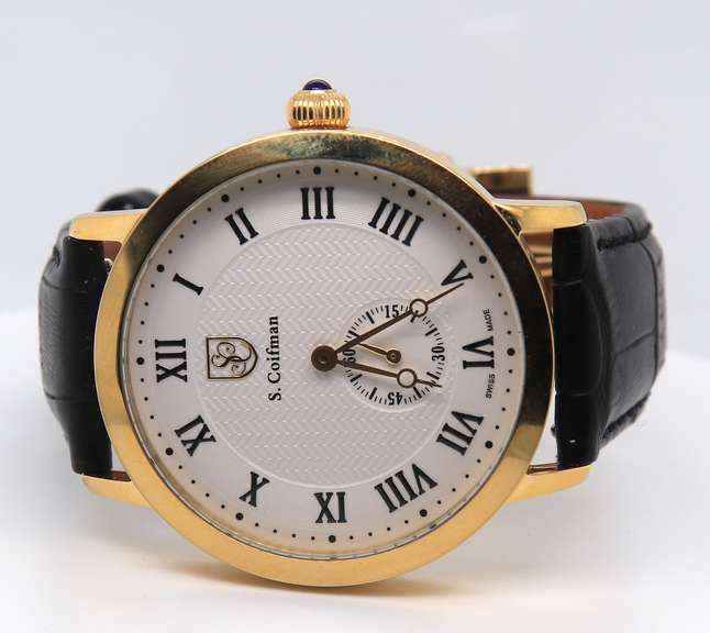 S.Coifmann Grey Dial Black Leather 42mm Watch