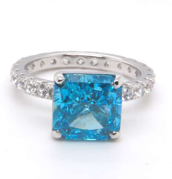 Sterling Silver Blue Cubic Zirconia Ring