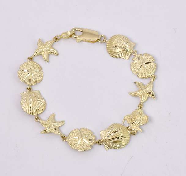 Fantastic Beach Theme Bracelet in 14K Yellow Gold