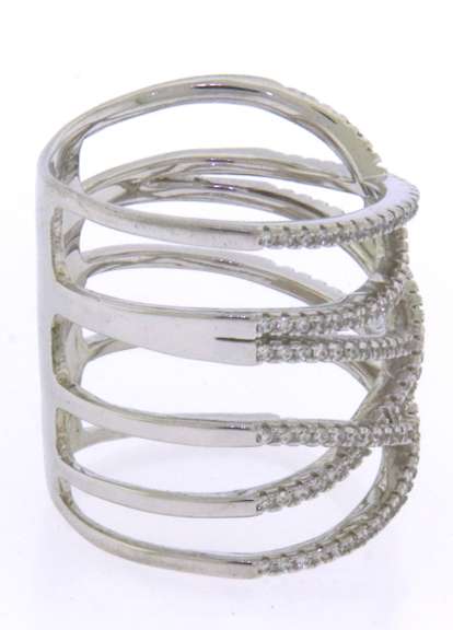Contemporary Sterling Silver Ring with Cubic Zirconias