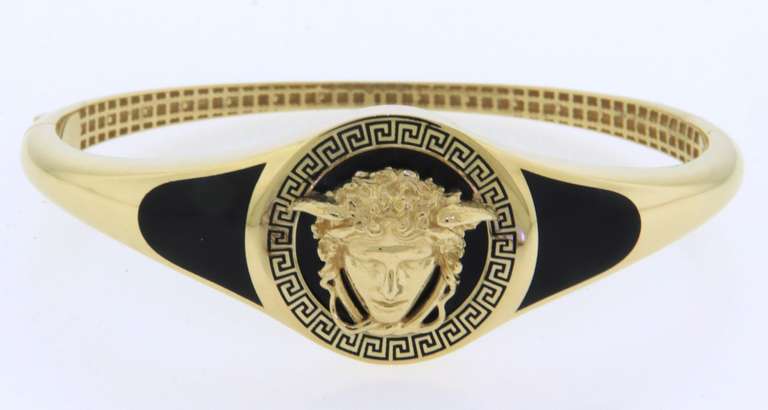 Favorite Yellow Gold Black Onyx Lion Head Bracelet