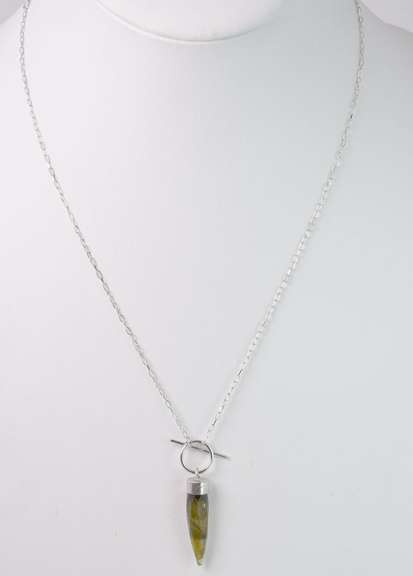 Outstanding Pointed Quartz Gemstone Necklace in Polished Sterling Silver