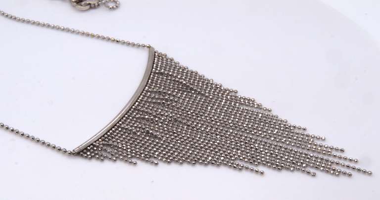 LADIES 14K WHITE GOLD BEAD NECKLACE