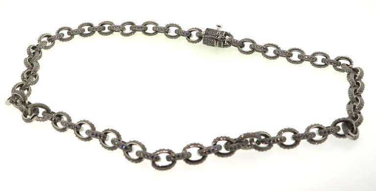 Thick Sterling Silver Cable Chain Necklace with Cubic Zirconias