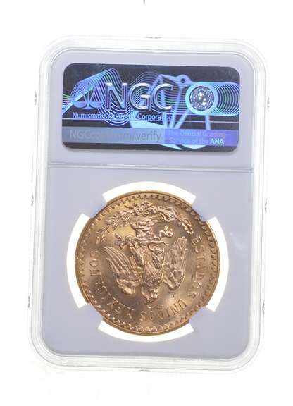 MS66 1947 Mexico 50 Gold Pesos - Restrike - Graded NGC