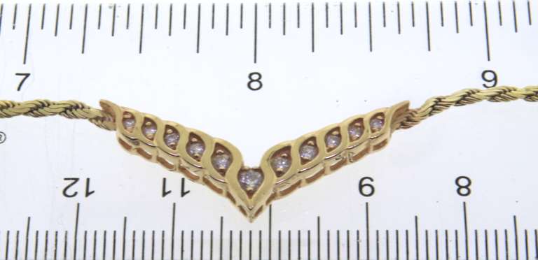 14k yellow gold ladies CHEVRON diamond necklace