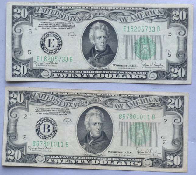 1934 D  $ 20 NY & Richmond Fed Reserve Notes