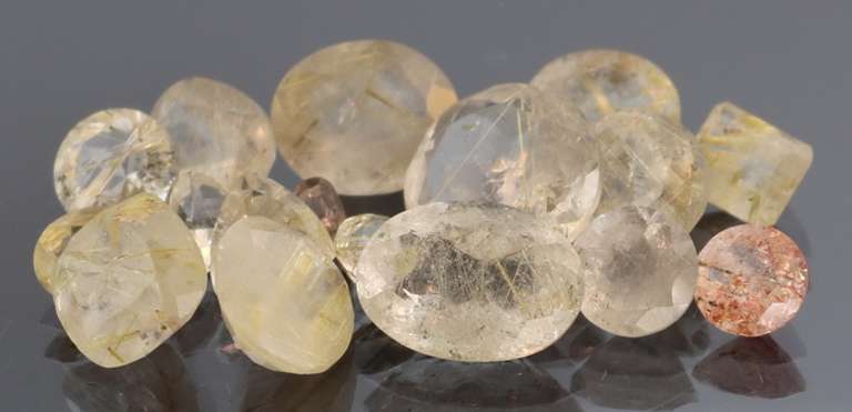Heavy! 42.71ct set of titanium rutilated Quartz