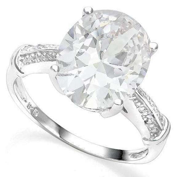 5.16 CT WHITE TOPAZ & DIAMOND 18K GOLD PLATED RING