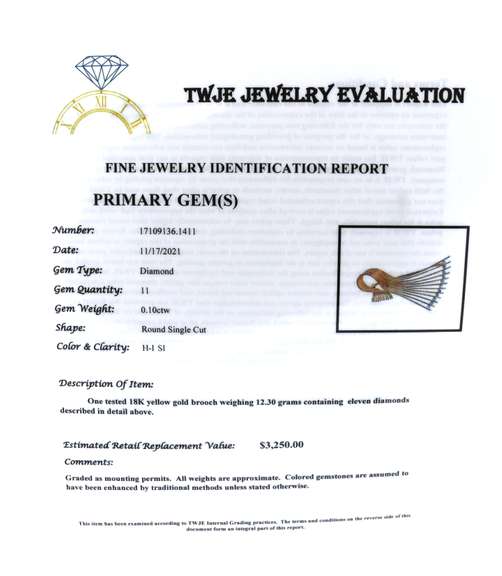 Pleasing 18kt Twist Fan Diamond Brooch