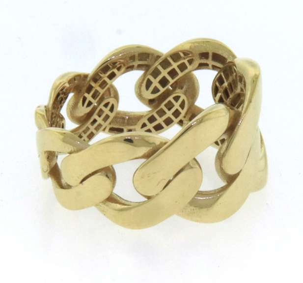 Contemporary Handmade Italian 14k Gold Curb Chain Ring