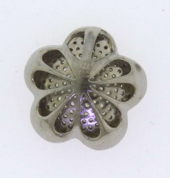 Sterling Silver Floral Pendant with Cubic Zirconias