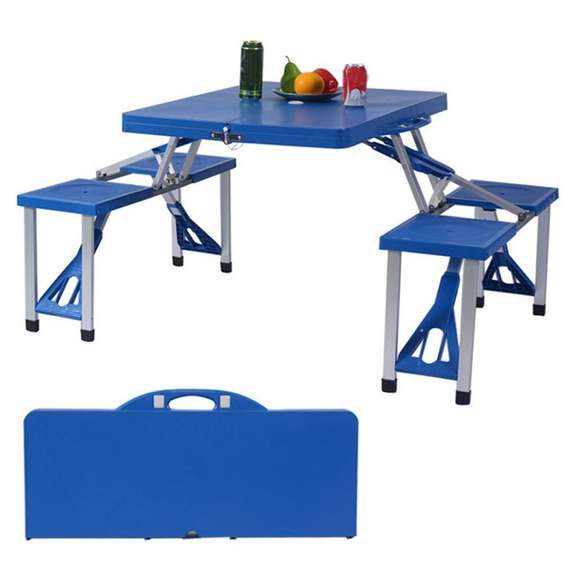 Aluminum Picnic Camping Foldable Table with 4 Bench