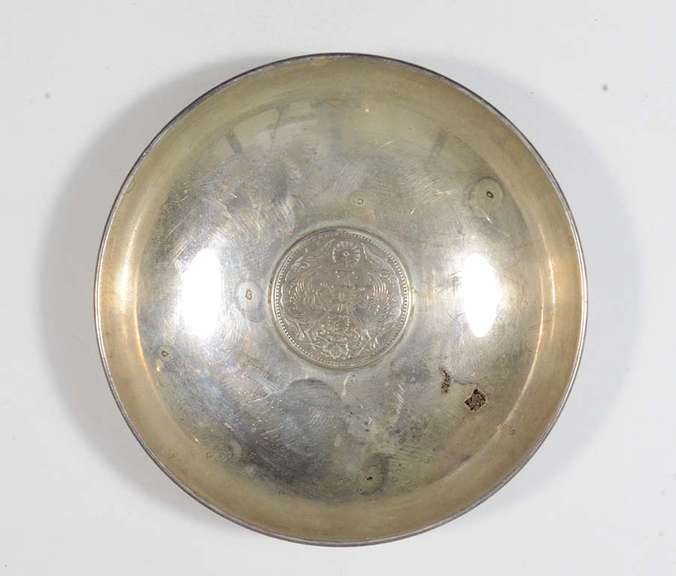 1928 Japan 50 Sen Ashtray - 29.2 Grams Silver