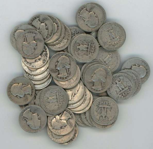 Bag of 53 assorted Washington Quarters all from the 1930's