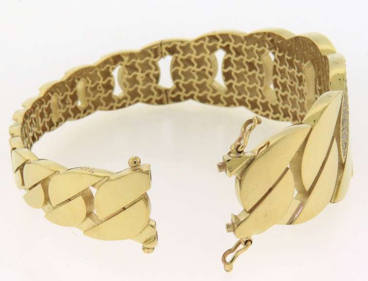 Impressive Handmade Italian 14k Gold Bracelet with Sparkling Cubic Zirconias