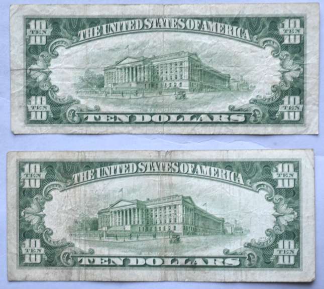 1934 C & 1953 $ 10 Silver Certificates