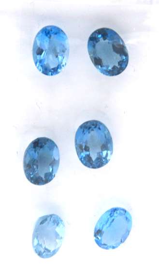 Chic Set of 6 Oval Cut London Blue Topaz Gemstones, 10.00 cts