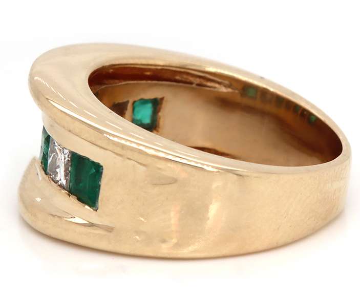 Incredible Emerald and Diamond Channel Set Ring