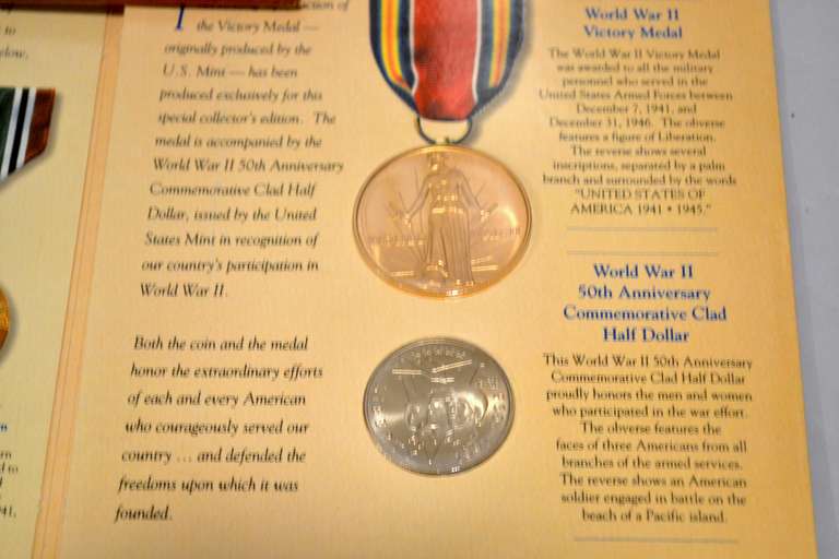 1991-1995 WW11 50 TH Aniversary Commemerotive Coin & Victory Medal Set