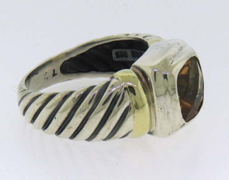 David Yurman Citrine 2 Tone Ring