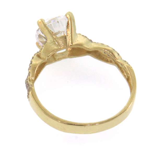 Glamorous 14kt Yellow Gold Round Cut CZ Engagement Ring