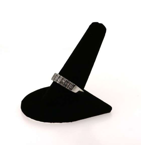 Impressive Sterling Silver Anniversary Band Ring with Double Row Baguette Cubic Zirconias