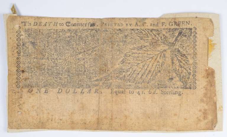 1774 Colonial Maryland - Annapolis 1 Dollar Note